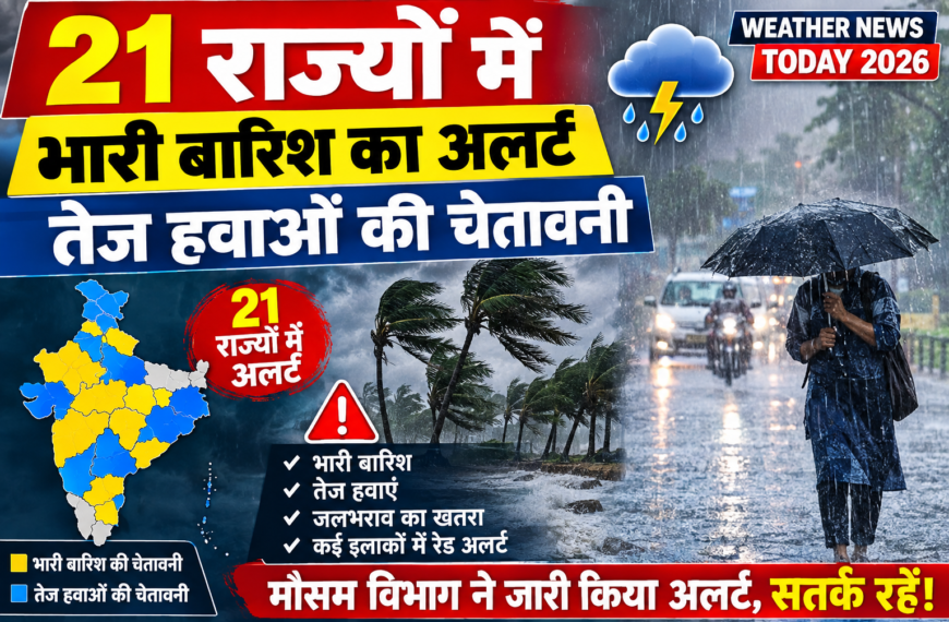 21 राज्यों में भारी बारिश का अलर्ट, तेज…