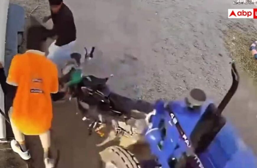 जयपुर: पेट्रोल पंप पर बाइक सवार को कुचलने दौड़ा ट्रैक्टर, CCTV वायरल